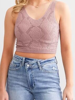 Buckle Mauve Knit Crop Top